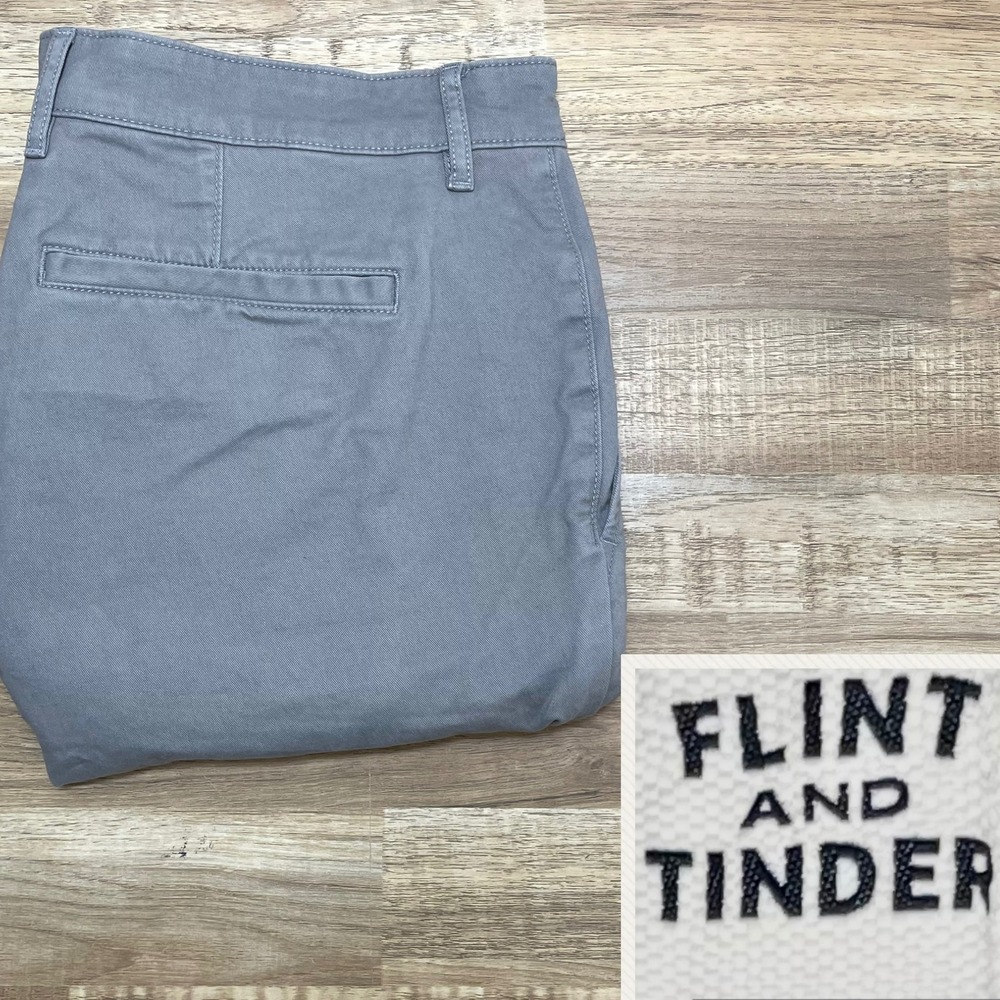Flint and Tinder 365 Shorts Men's 34 Grey Stretch Cotton Twill Chino Shorts 8.5"
